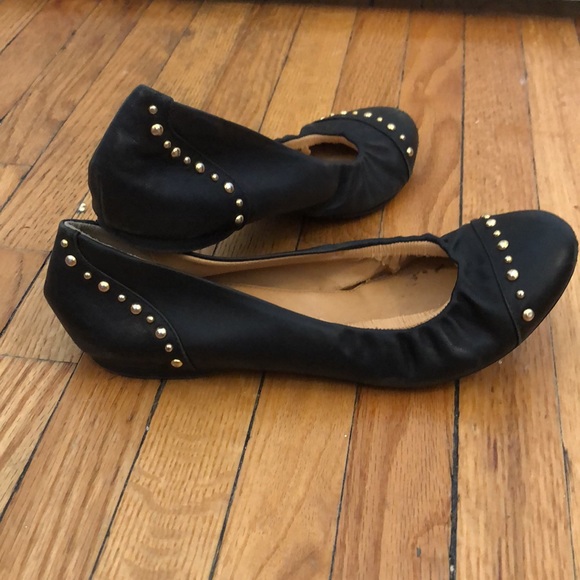 J Crew Ballet flats. Black leather with studs. - Picture 2 of 5